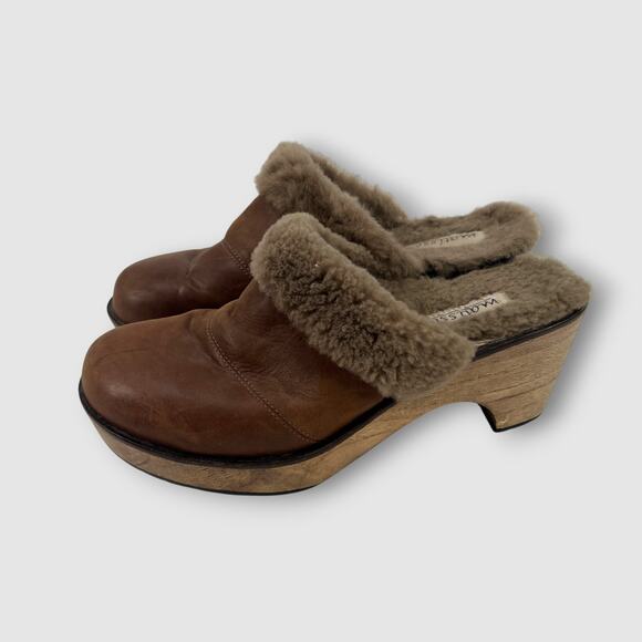 Y2k Vintage Matisse Ava Shearling Lined Leather Clog Heels Size 8 - Picture 10 of 10